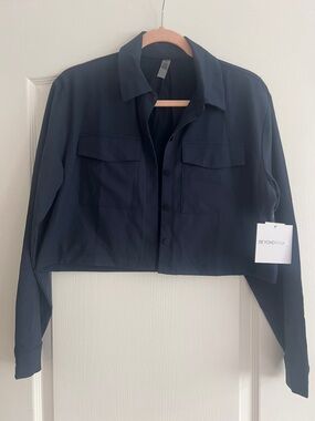 Beyond Yoga Navy Cropped Utility Jacket
